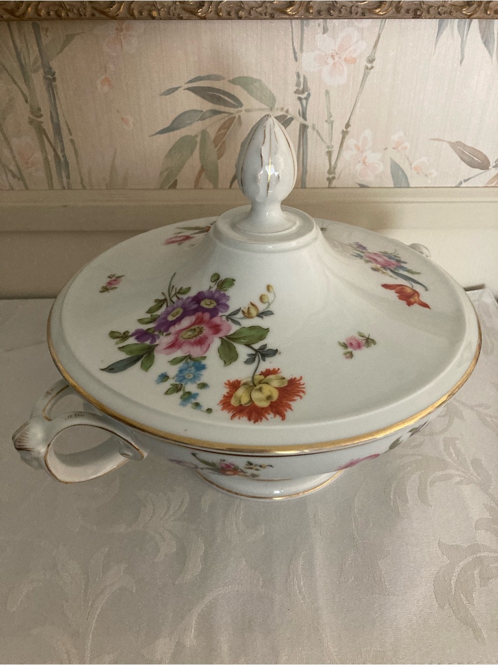 Rosenthal Terrine in White Floral Vintage China  with Gold Trim